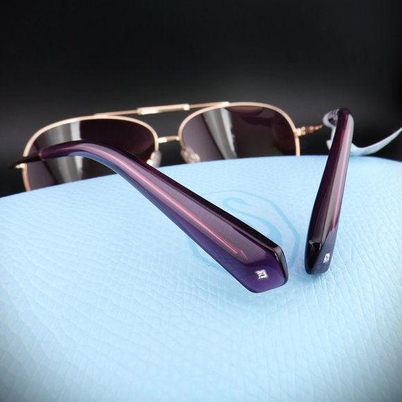 Swarovski 60MM Crystal Embellished Brow Bar Aviator Shades, Violet Unique SK0308 main image 11
